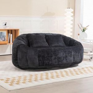 Canap&eacute; Poire Confortable et Durable Dossier Haut canap&eacute; 2 Places en Chenille Fauteuil dappoint Moelleux Noir