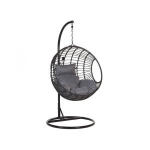 Beliani - Fauteuil suspendu en rotin noir avec support ASPIO