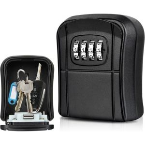 Boîte à clés murale mini coffre-fort à clés extérieur avec code à 4 chiffres réinitialisable boîte à clés étanche pour la maison
