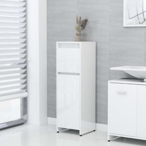 Armoire de salle de bain Blanc brillant 30x30x95 cm - VIDAXL - Meuble de salle de bain - A poser au sol