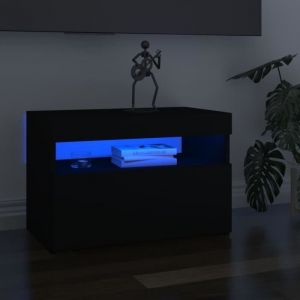 Meubles TV LED VIDAXL - Noir - 60x35x40 cm - Porte et tiroir - Laqué