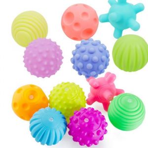 Lot de 12 balles sensorielles en plastique pour bébé jouets sensoriels balles souples balles sensorielles multicolores