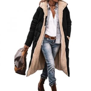 Manteau FemmeManteau Femme Hiver Automne &Agrave; CapucheManteau Femme Hiver Chic Long avce Doublure Polaire L&eacute;g&egrave;re-Noir