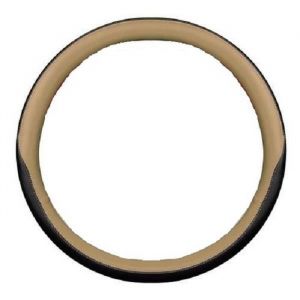 Couvre Volant en Simili Cuir Beige et Noir Housse Large Ø 44-46 cm Universel Antidérapant pour Camion Utilitaire Qualité Supérieure