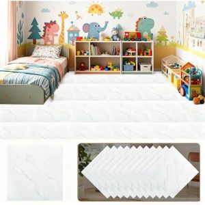 Lot de 40 dalles de sol en PVC aspect b&eacute;ton 30x30cm - Sol en vinyle auto-adh&eacute;sif - lles de sol en b&eacute;ton - Carreaux Blanc b SOLS PVC