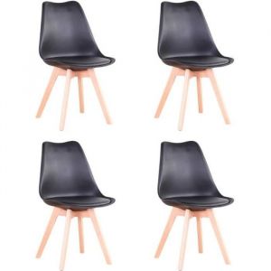 BenyLed Lot de 4 Chaises de Salle à Manger de Style Tulipe Design Scandinave Noir
