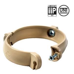Collier bride pour tube de descente PVC &Oslash;100 - Firstplast - sable - fixation facile - gamme goutti&egrave;re PVC 33