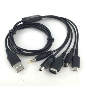 Link-e : Cable Chargeur USB 5 en 1 Compatible avec les Consoles Nintendo 2DS 3DS (DSI) GBA SP DS Lite Manette Wii-U et SONY PSP