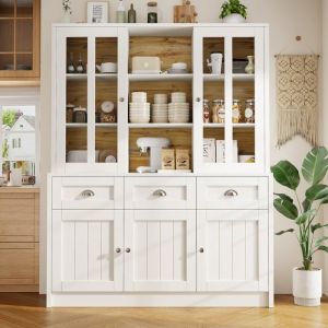 Buffet Cuisine Meuble Cuisine Rangement Haut Meuble de Rangement 5 Portes et 3 Tiroirs 140 &times; 38.5 &times; 175 cmAcrylique & MDF
