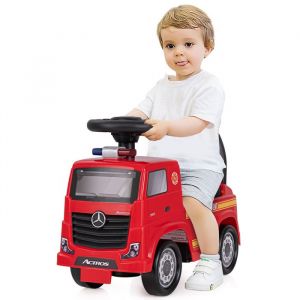 GOPLUS Camion de Pompier Porteur pour Enfants 2-6 Ans-Charge 23KG avec Klaxon et MusiqueRangement sous SiègeMercedes-Benz Rouge