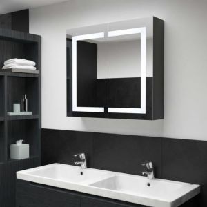 iKayaa Armoire de salle de bain &agrave; miroir &agrave; LED 80x122x68 cm