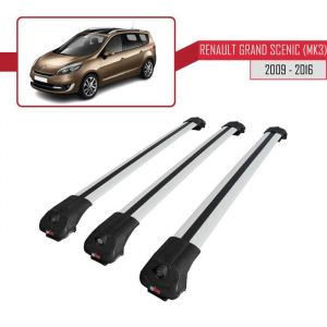 Compatible avec Renault Grand Scenic (Mk3) 2009-2016 Barres de Toit ACE-1 Railing Porte-Bagages de voiture 3 BARRAS GRIS