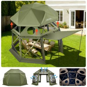 Tente Moustiquaire Tonnelle Pop-up-VEVOR-396x396 m-Tente Moustiquaire Pliante 10-12 Personnes-13 C&ocirc;t&eacute;s Abri Solaire-Vert