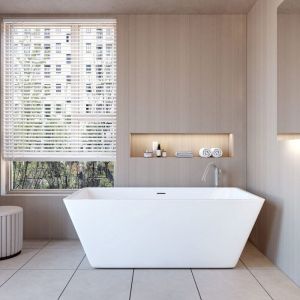 Baignoire &icirc;lot design en acrylique - 250L - 150 x 72 x 56cm - Confort ergonomique et &eacute;l&eacute;gance moderne - avec Bonde et trop plein