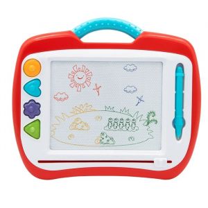 Grande Ardoise Magique avec Stylo et 4 Tampons Magn&eacute;tiques Formes G&eacute;om&eacute;triques Poign&eacute;e de Transport Couleur Al&eacute;atoire