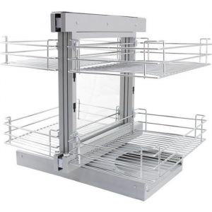 4 Paniers Coulissants d’Angle Côté Droit en Métal pour Placard ou Cabinet de Cuisine entre 90 – 100cm