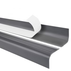 90cm profilé descalier nez de marche adhésif antidérapant PVC gris foncé pour marches arrondies RGPT 52 x 40 mm