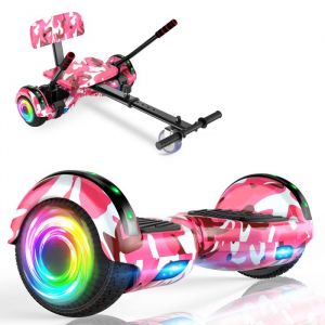 Hoverboard 65+Hoverkart Ensemble rosa Autonomie 7-8km 160W Bluetooth Éclairage LED Chargeur dorigineIdéal pour Enfants
