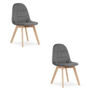 Chaise BORA - Velours Gris Fonc&eacute; x 2
