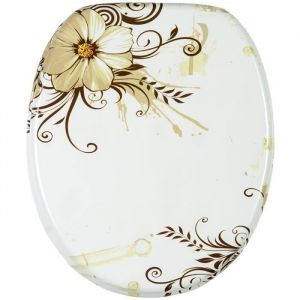 Abattant WC avec frein de chute et lib&eacute;ration rapide Fleur- Montage facile par le haut