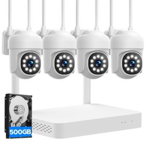 CAMCAMP Caméra de Surveillance WiFi Extérieure sans fil Kit 2MP Audio Bidirectionnel NVR Enregistrement 4 Caméras Vision Nocture