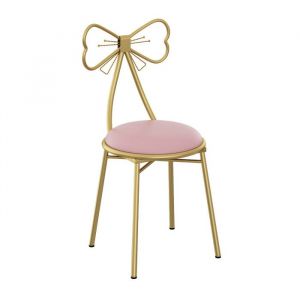Chaise Tabouret de maquillage 79.5cm pour Chambre Salle de bain 150KG Max. Rose cuir PU