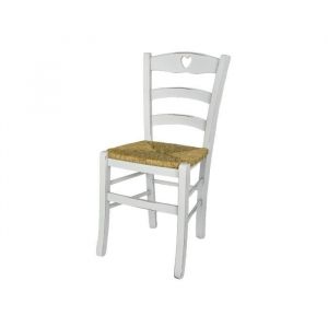 Tommychairs - Chaise CUORE avec structure en bois de hêtre vieilli à la main et assise en paille