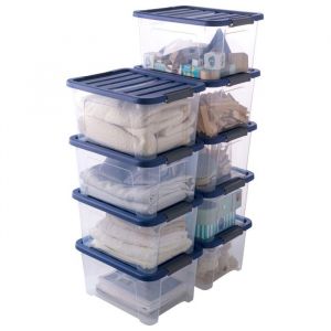 Boite de rangement plastique avec couvercle x9 Sundis WAVE BOX 24L L.45 x l.34 x h.23 cm Transparent