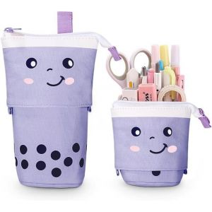 Trousse Crayon Télescopique Trousse Scolaire à Fermeture éclair 2 en 1 Trouse sur Pied Trousse Scolaire Trousse Kawaii