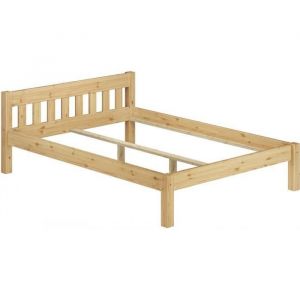 Cadre de lit adulte pin massif naturel design scandinave 160x200 sans literie 60.38-16oR