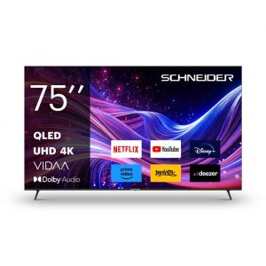 SCHNEIDER - GMS75A1 - Téléviseur QLED 75 (189cm) - Smart Vidaa - 3840 x 2160 pix 4K UHD - HDMIx3 - Netflix