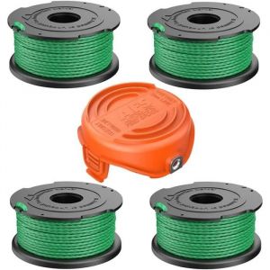 Lot de 4 Bobines de Rechange pour BLACK+DECKER A6486-XJ Coupe-BorduresAvec1 Capuchon de Coupe 90583594