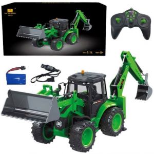 V&eacute;hicule radiocommand&eacute; - Huina - Chargeuse-pelleteuse - 1:14 - Lumi&egrave;res et son - Vert