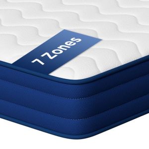 Matelas HOMAVO 90x190 cm 22 cm Ressorts ensach&eacute;s 7 zones Mousse m&eacute;moire de forme Soutien parfait Hypoallerg&eacute;nique