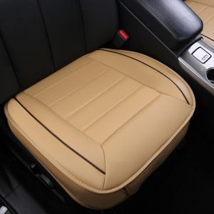 Coussin de siège2 pièces housse de siège de voiture avec revêtement en cuir PU (Beige)