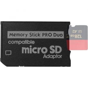 QUMOX Adaptateur Micro SD vers Memory Stick Pro Duo Compatible PSP 1000/2000/3000 Appareil Photo Sony Handycam &ndash; Jusqu&agrave; 128 Go