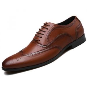 Chaussure Homme Richelieu en Pu Cuir-décontractée et confort-Marron