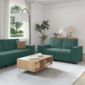 vidaXL Ensemble de canapés 3 pcs avec coussins Vert foncé Velours canapé siège de canapé canapé relax canapé confort 3324620