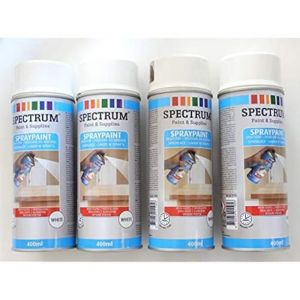 Peinture en A&eacute;rosol - Non sp&eacute;cifi&eacute; - Lot de 4 - Blanc brillant - 400 ml - Bois M&eacute;tal Plastiques Alu