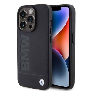 Coque t&eacute;l&eacute;phone - BMW - BMHCP15XSLLBK - &Eacute;tui en cuir v&eacute;ritable - iPhone 15 Pro Max - Noir