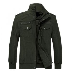 Blouson Homme Coton Perfecto R&eacute;tro Militaire en tenue V&ecirc;tement Veste Uniforme Cargo Pardessus Masculin Vert Jacket Grande taille