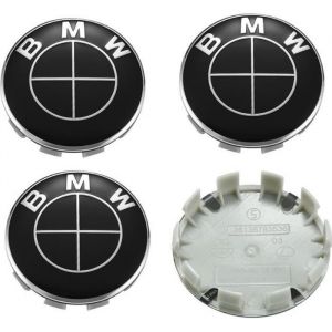 4 Logo Bmw plein noir 68mm Centre De Roue Cache Moyeu Jante Embl&egrave;me Jantes Insigne