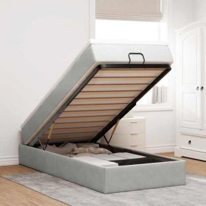 vidaXL Cadre de lit ottoman et matelas gris clair 100x200 cm velours cadre de lit avec rangement cadre de lit avec 3311165