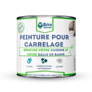 Peinture pour Carrelage - BRICOSALVAJE - Blanc Alpin - Brillant - Haute Adh&eacute;rence - Monocouche