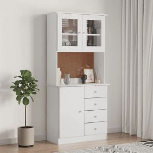 Automne/hiver Armoire Vaisselier - Bahut de Rangement Pour s&eacute;jour - Buffet ALTA blanc 77x35x165cm - bois massif de pin