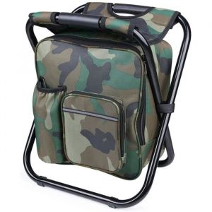 Tabouret Chaise de Camping Pliant avec Sac &agrave; Dos Isotherme Tissu Oxford Sac Isotherme id&eacute;al pour la p&ecirc;che Camping - Camouflage