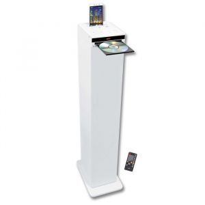Tour de son blanche avec lecteur CD Bluetooth FM et USB 60W + télécommande