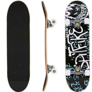MIPAN. Débutants de Skateboard - Shortboard - Longboard - Skateboard en Bois dErable à 7 Couches - Avec 4 Roues en PU - Noir