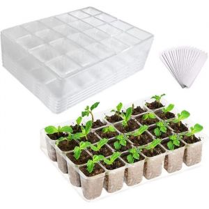 Plaque semis r&eacute;utilisable - HONO - 5 pi&egrave;ces - Rigide - Plastique - Alv&eacute;oles - Bac culture bio - Empilable - Lavable