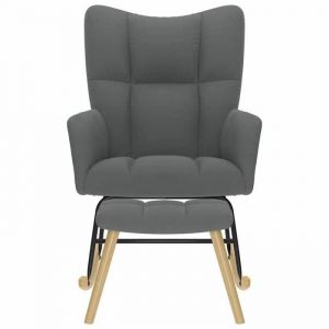 Gris Chaise/Fauteuil &agrave; bascule SOLOMON Pour 1 personne avec repose-pied - Gris fonc&eacute; Tissu FF904